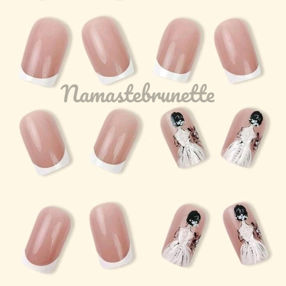 French Manicure Bride Press On Nails - Picture 4 of 6